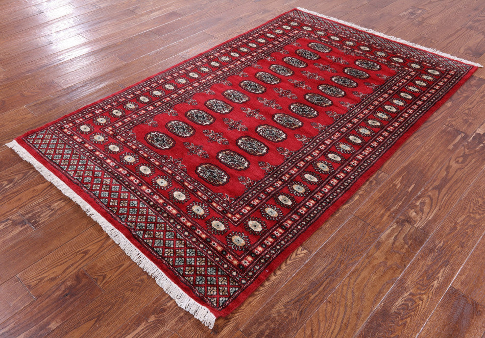 Handmade Silky Bokhara Wool Rug 4' 2" X 6' 8" - Q13794