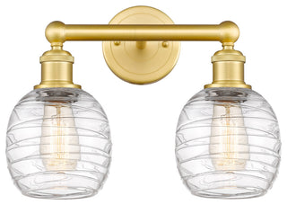 Belfast 2-Light 15" Bath Vanity Light, Satin Gold, Deco Swirl
