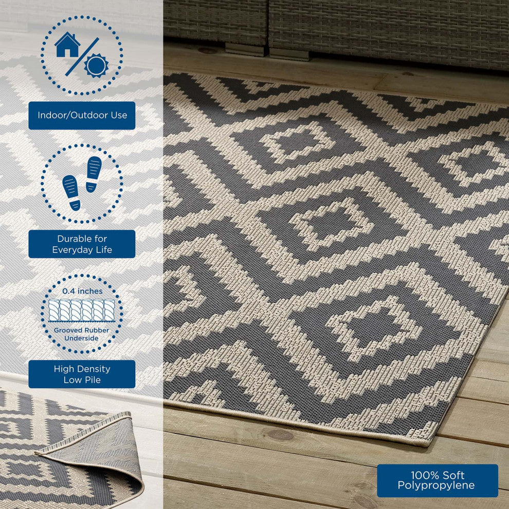 Area Rug Floor Carpet, Indoor Outdoor, Rectangular, 4x6, Grey Gray and Beige