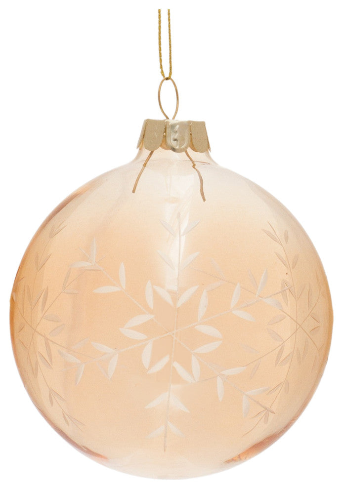 Snowflake Etched Glass Ornament, 12-Piece Set