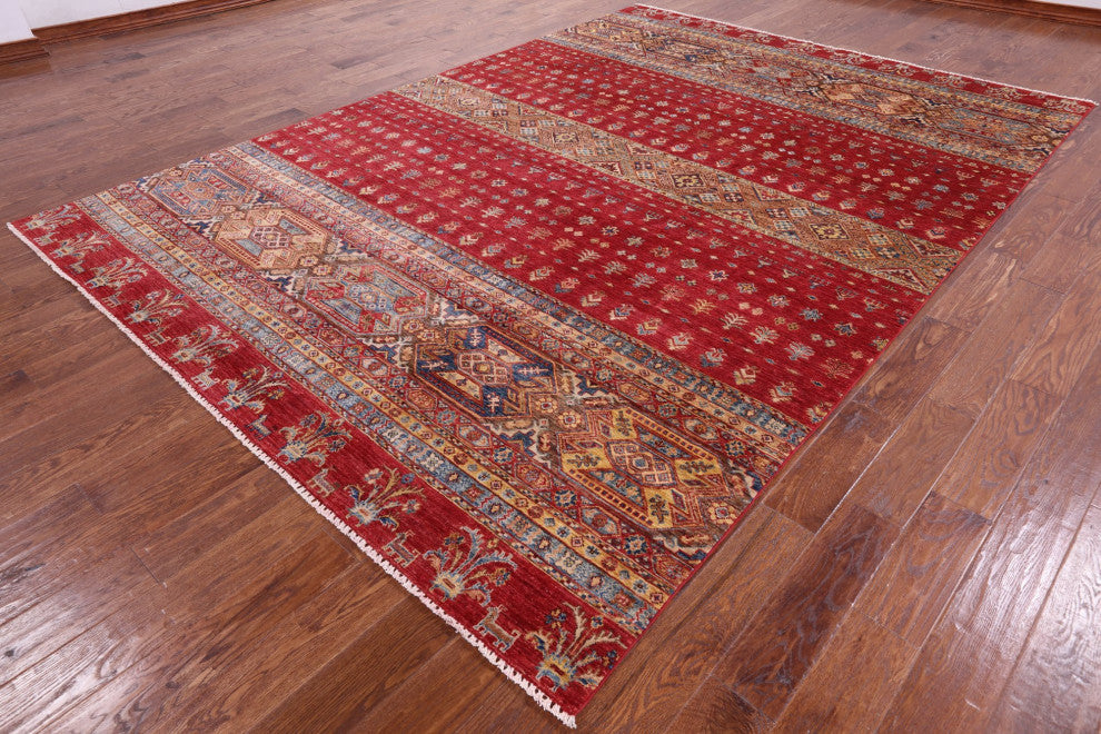 8' 2" X 11' 6" Khorjin Super Kazak Hand-Knotted Rug Q5233