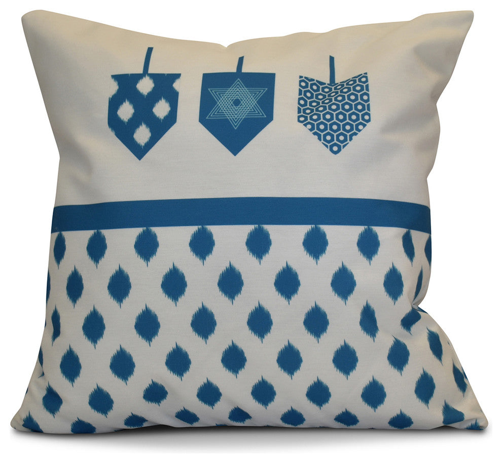 Decorative Outdoor Holiday Pillow Geometric, Teal, 18"x18"