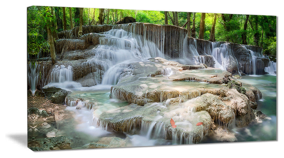 "White Huay Mae Kamin Waterfall" Landscape Canvas Photo Print, 40"x20"