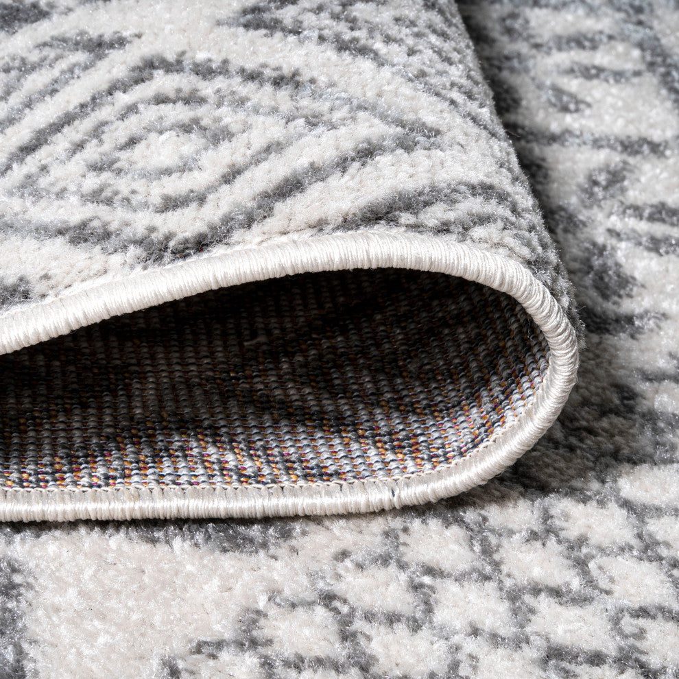 Athens Modern Geometric Boho Rug Gray/Cream 8 ft. x 10 ft. Area Rug