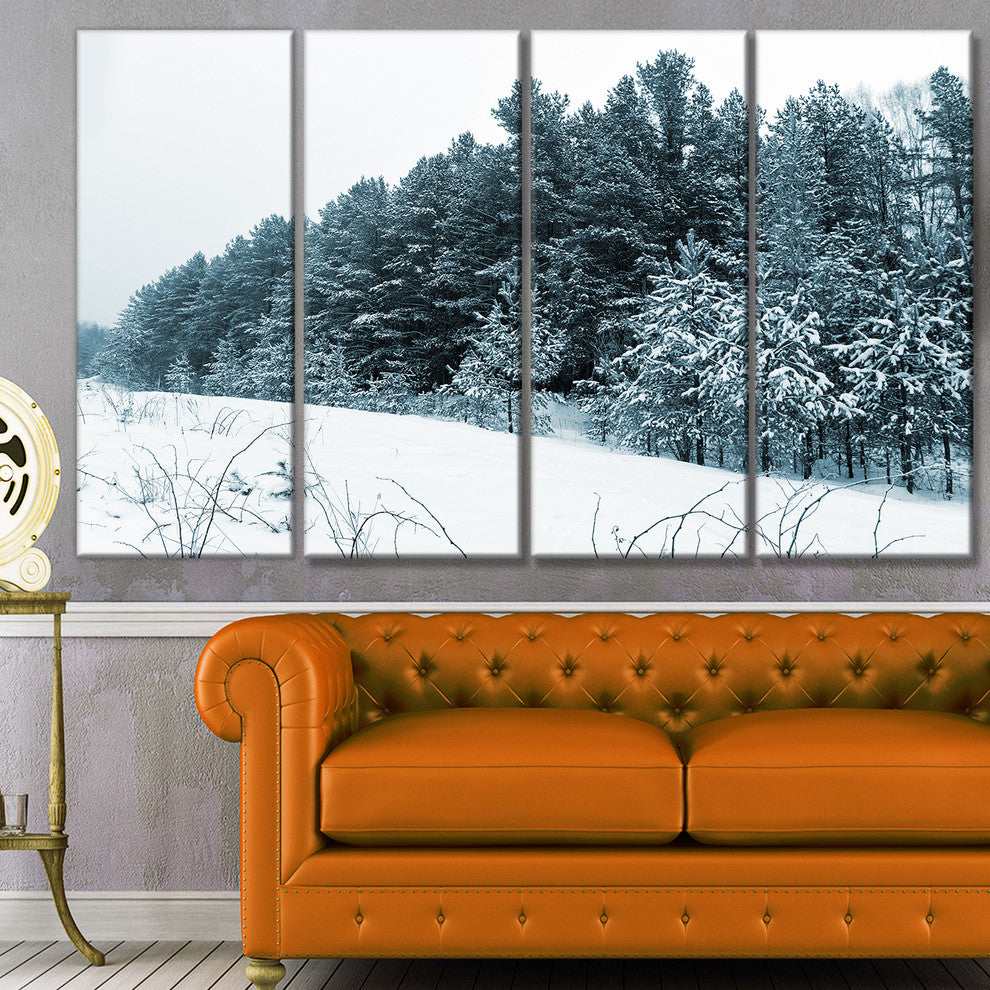 Dark Winter Trees, Landscape Canvas Art Print, 48"x28", 4 Panels
