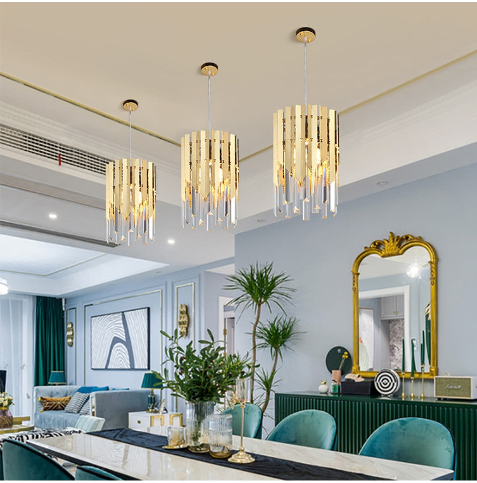 Gold Plated Crystal Pendant Fixture By Morsale