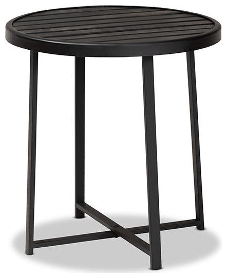 Baxton Studio Sadiya Modern Industrial Black Finished Metal Outdoor Side Table