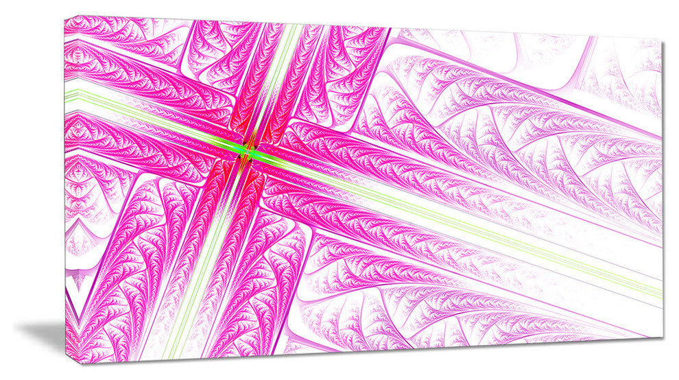 Pink Fractal Cross Design, Oversized Abstract Canvas Art Print, 60x28