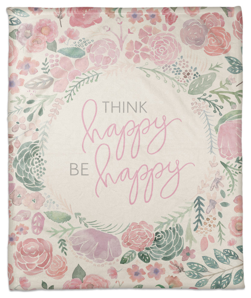 Think Happy Be Happy 50x60 Coral Fleece Blanket