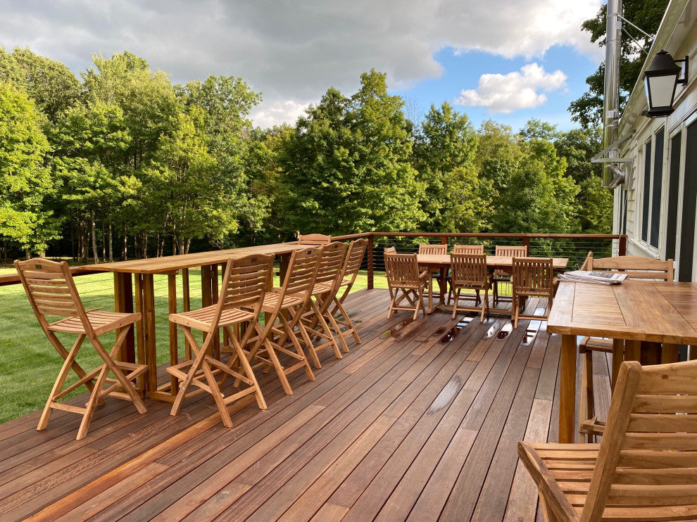 Teak Wood Hatteras Rectangular Folding Outdoor Patio Bar Table, 55"x28"