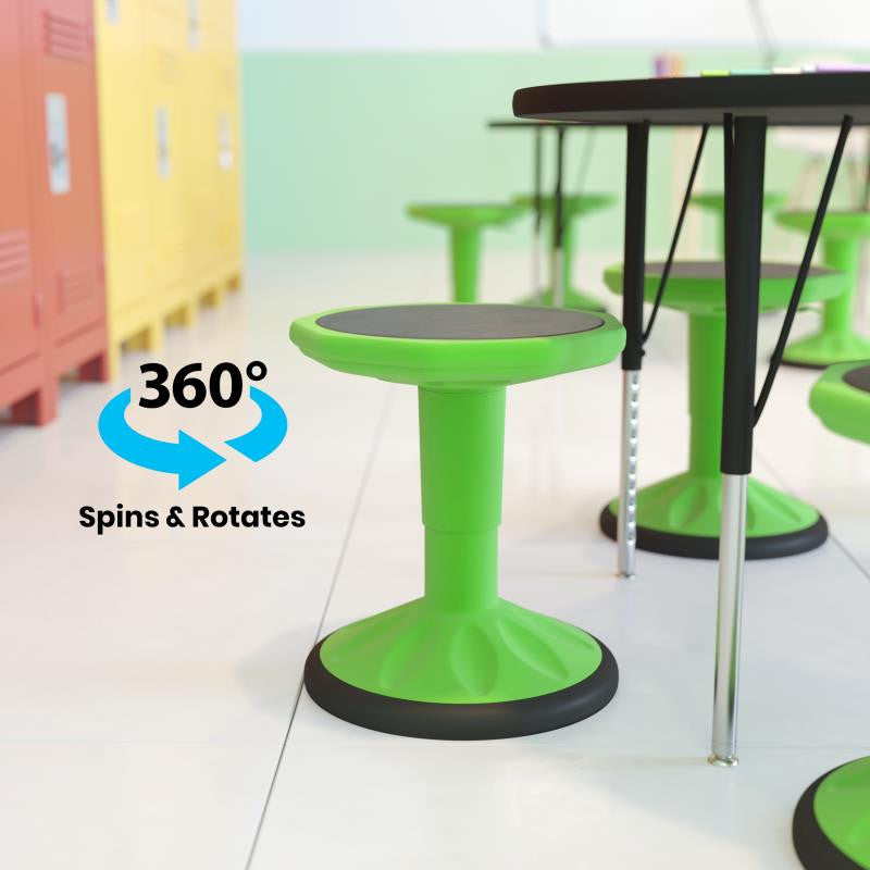 Carter Adjustable Height Kids Flexible Stool 14" 18" Seat Height, Green