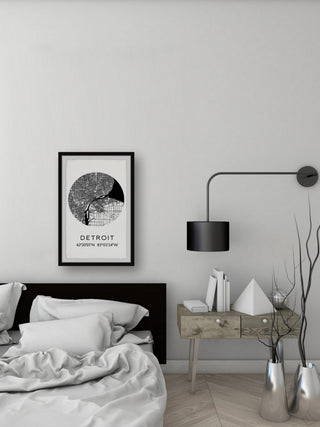 "Detroit Coordinates" Framed Painting Print, 20x30