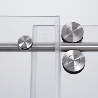 Massa Single Sliding Frameless Shower Door, Brushed Nickel, 48"x76"