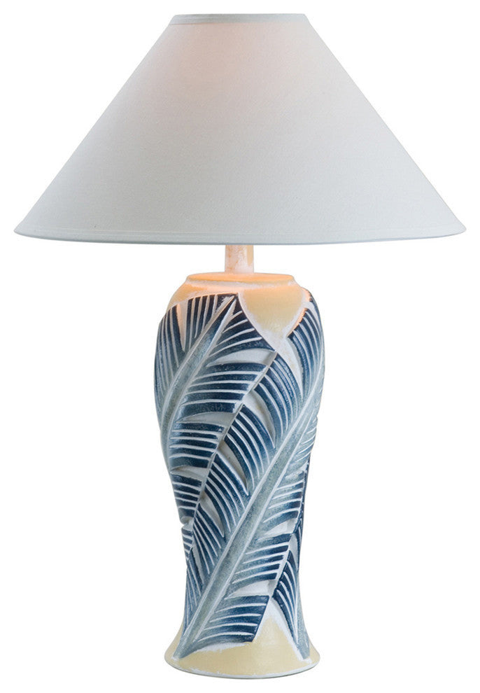 Socorro Leaf Table Lamp With Shade, Blue Banana Leaf