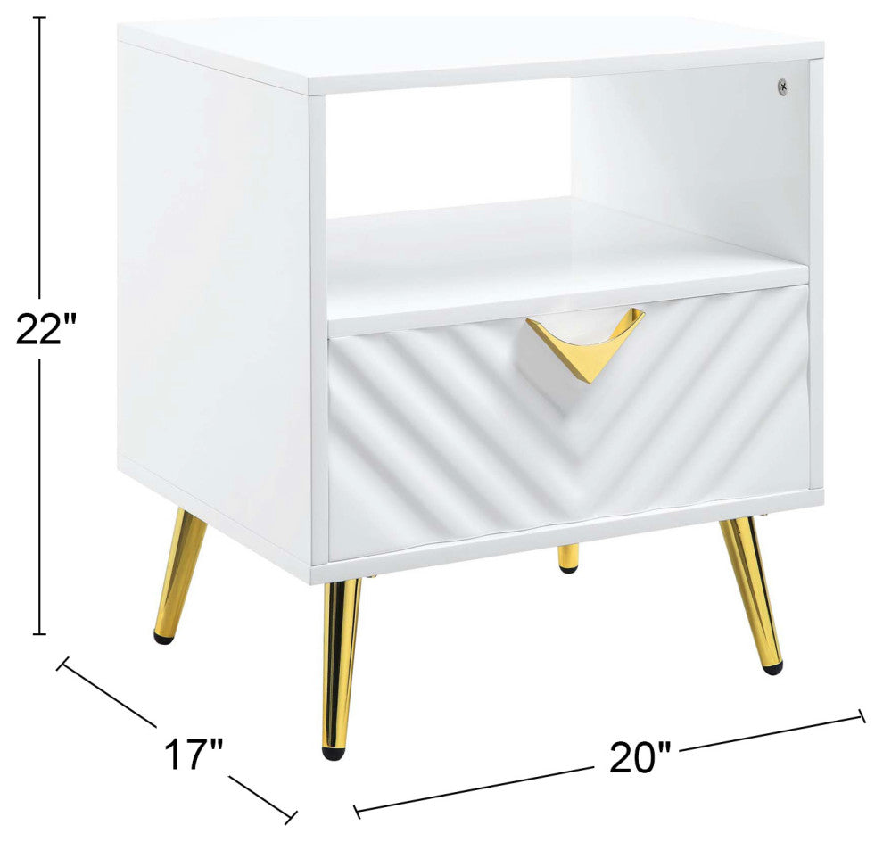 Lv01140 End Table, White High Gloss Finish Gaines ( 1-Piece /1Ctn