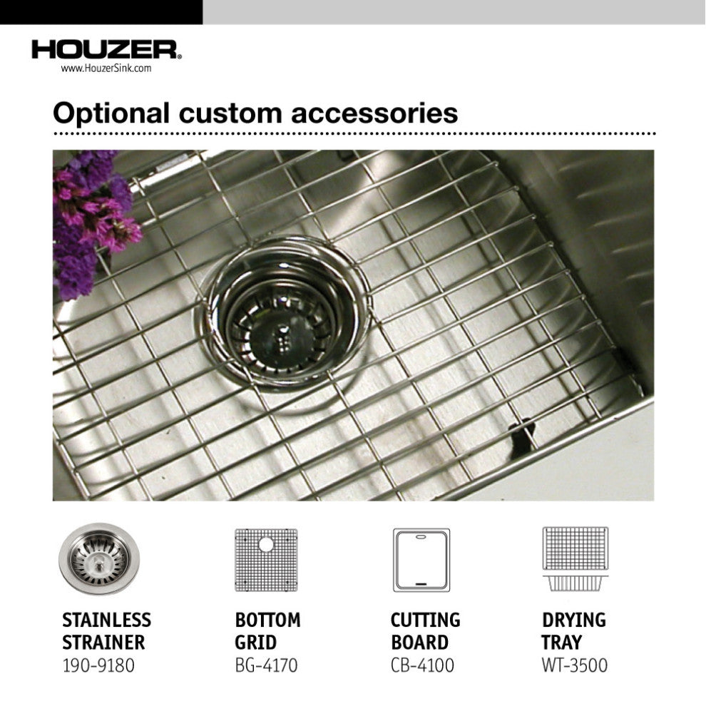 Houzer CNR-1700 Savior 17" Undermount Single Basin Stainless - Stainless Steel