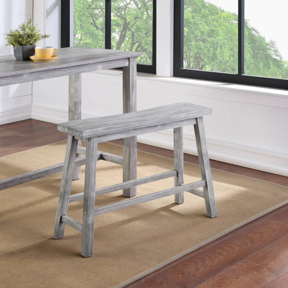 Sonoma Saddle Bench, Storm Gray Wire-Brush