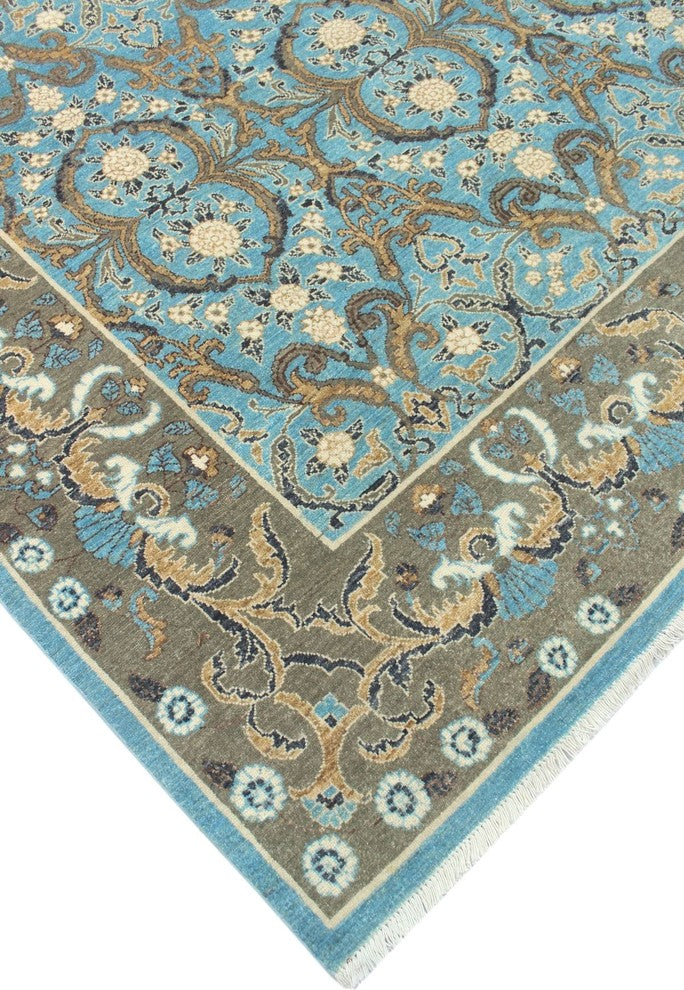 Fine Chobi Muntaqim Light Blue/Brown Rug, 6'3x9'1