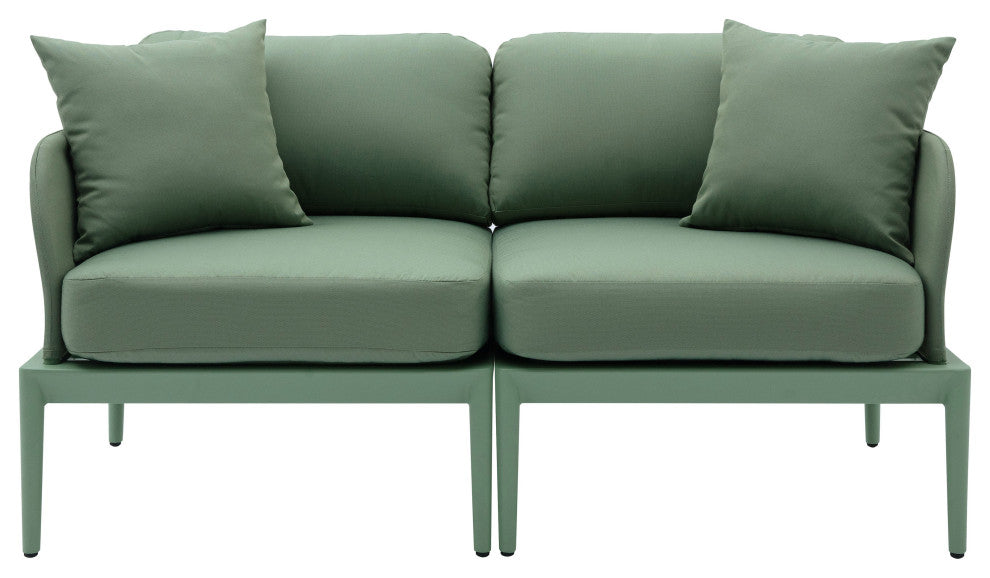 Kapri Taupe Modular Outdoor Loveseat, Moss Green