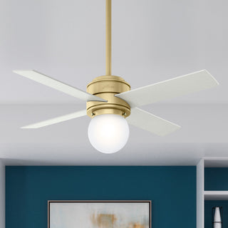 Hunter 44" Hepburn Modern Brass Ceiling Fan With Light Kit and Wall Control