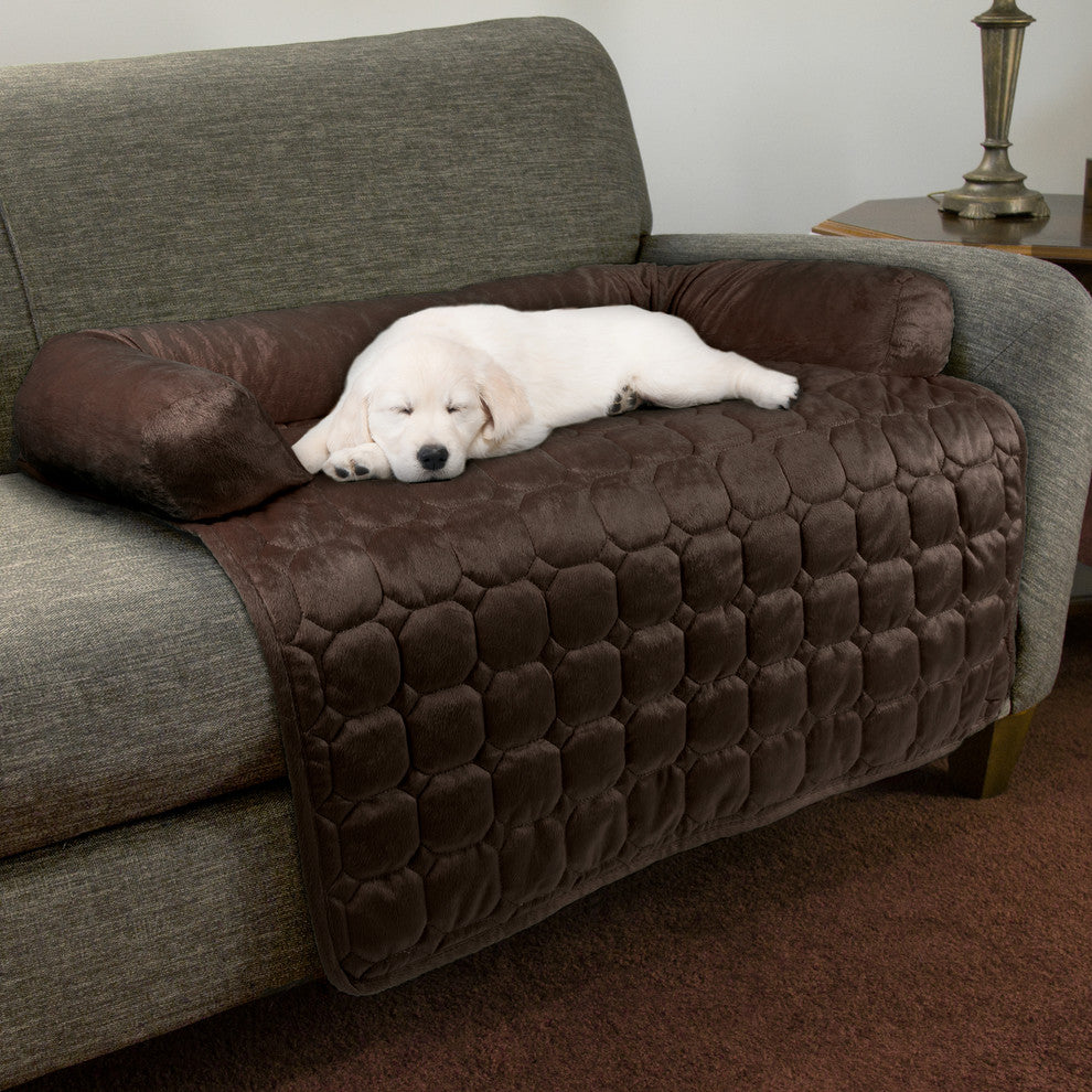 PETMAKER Furniture Protector Pet Cover With Bolster, Brown, 35x35