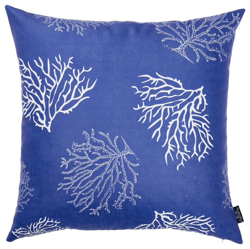 Blue and Silver Coral Reef Decorative Throw Pillow