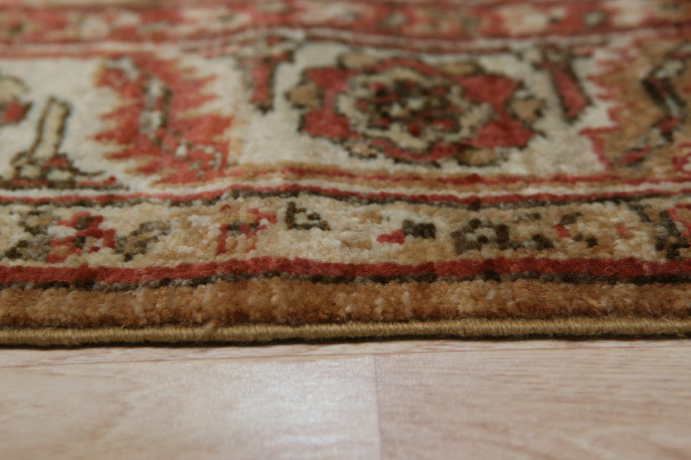 Brown Traditional Floral Heriz Weave Area Rug