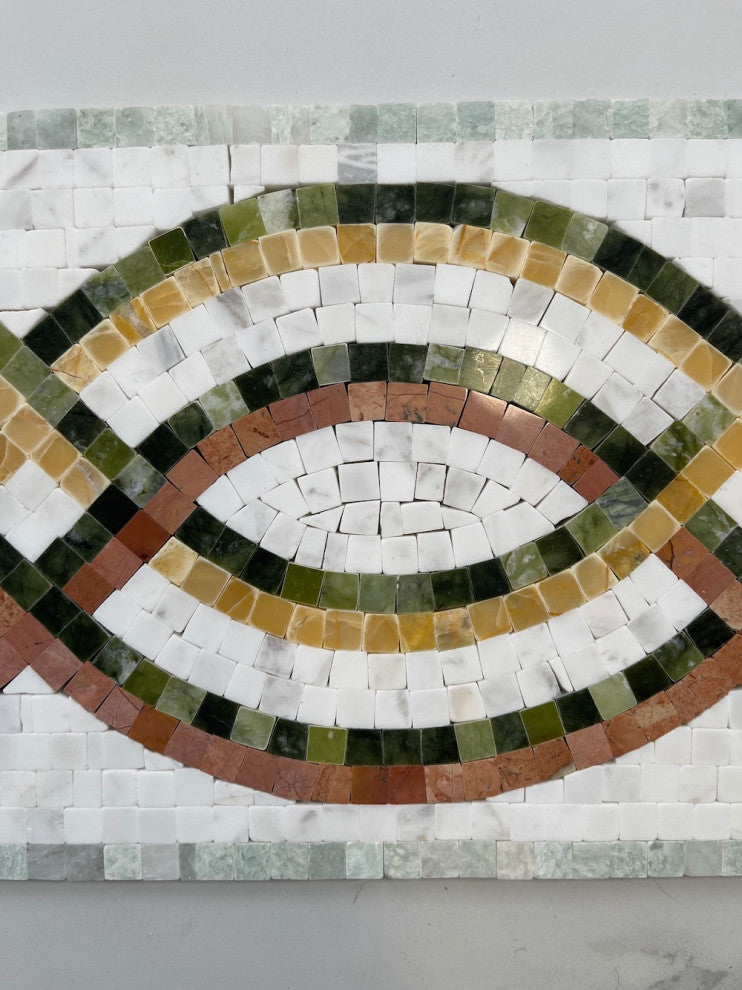 Rainbow Colorful 7.9x15 Marble Mosaic Border Listello Tile Polished, 1 piece