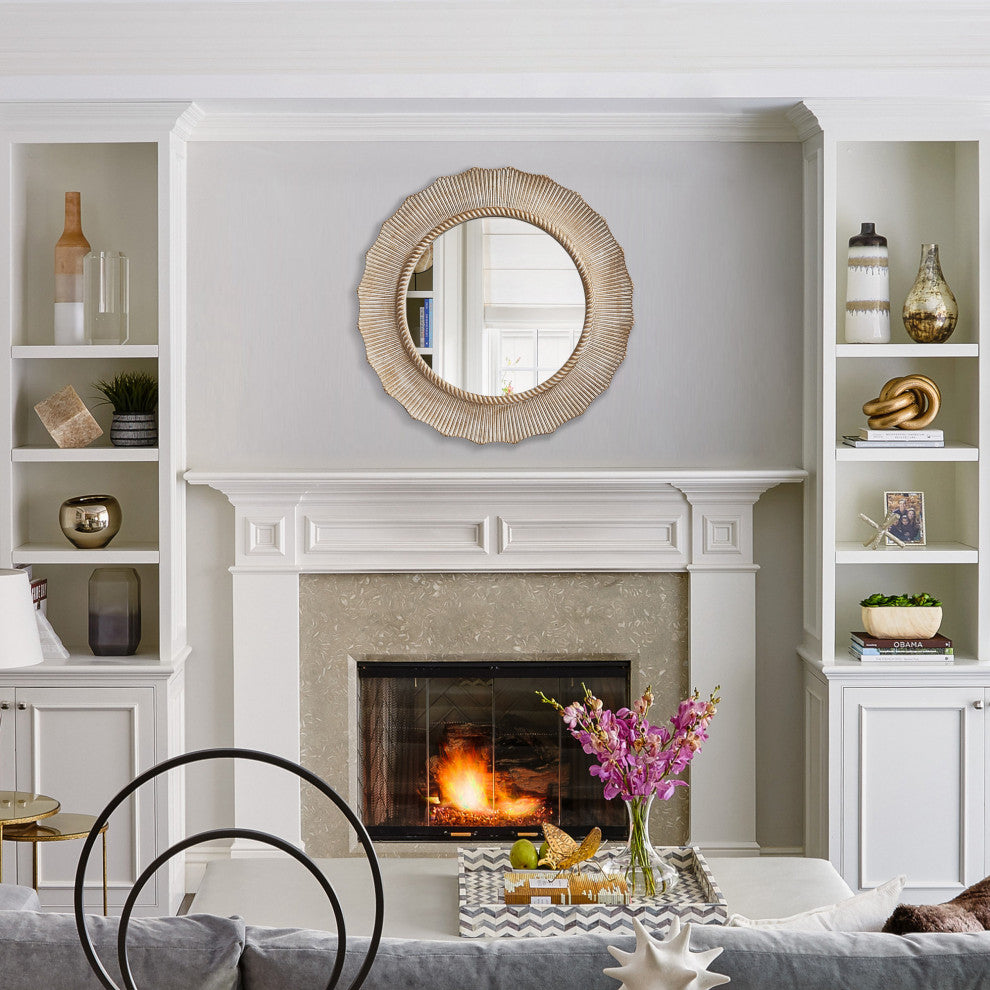 30 in. W x 30 in. H Round Farmhouse Framed Wall Bathroom Vanity Mirror