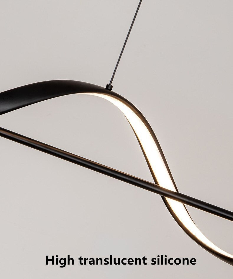 Carros | Minimalistic Wave Design Chandelier for Dining Room, White, L63.0"