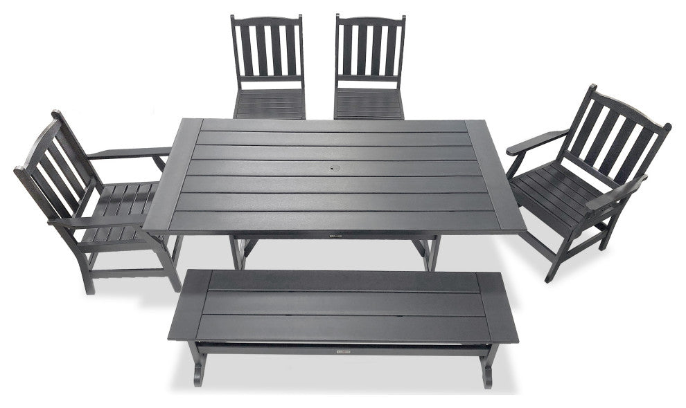 LuXeo Tuscany HDPE Dining Set, Gray, 6-Piece
