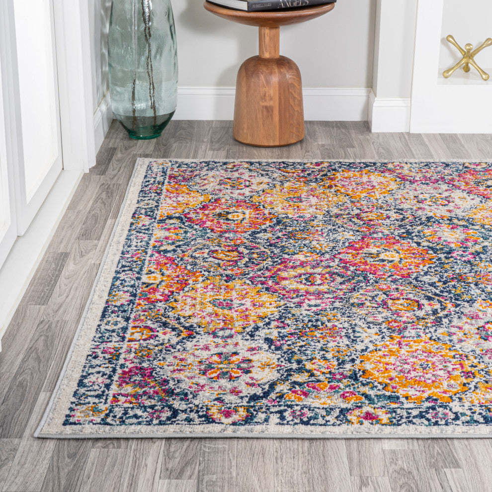 Modern Persian Boho Vintage Trellis Multi 4 ft. x 6 ft. Area Rug