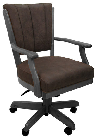 Classic Caster Swivel Dining Chair on Wheels, Solid Wood, Northwest Whiskey - Grey