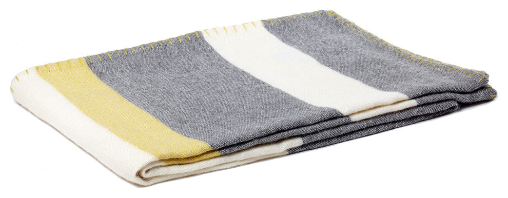 Block Stripe Throw, Charcoal/Citrus