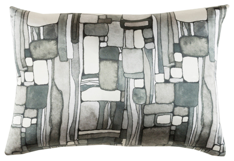 Surya Natural Affinity NTA-005 13"x19" Pillow Kit, Green/Cream/Gray/Sea Foam