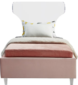 Ghost Velvet Upholstered Bed, Pink, Twin