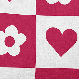 Heart And Flowers Grid Decorative Throw Pillow, Bold Pink, 26"x 26"