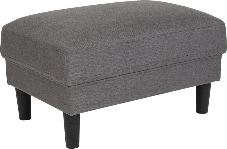 Bari Upholstered Ottoman In Dark Gray Fabric