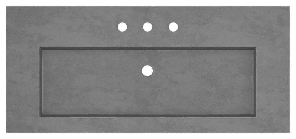 48" Capistrano Vanity Top with Integral Sink, Slate, 8" Widespread Faucet Holes