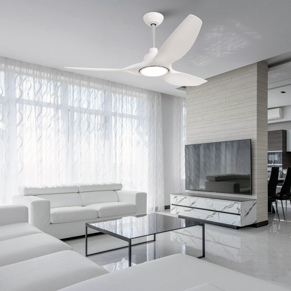 52-inch Modern White LED Smart Ceiling Fan with Remote
