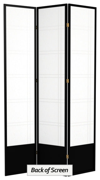 7' Tall Double Cross Shoji Screen, Black, 3 Panels