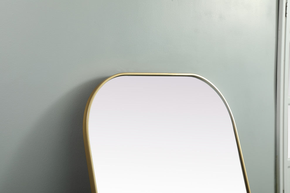 Metal Frame Arch Full Length Mirror 35X72 Inch, Brass