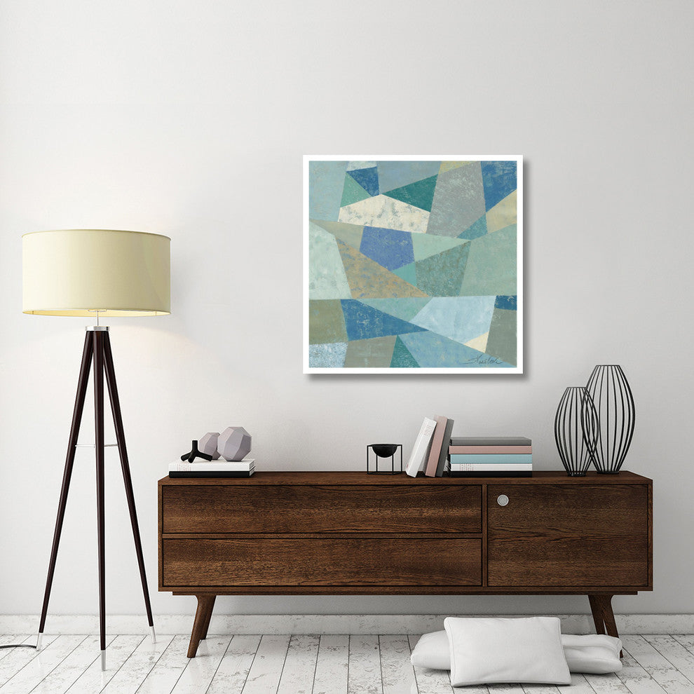 "Teal Geo Metric" Digital Paper Print by Silvia Vassileva, 38"x38"