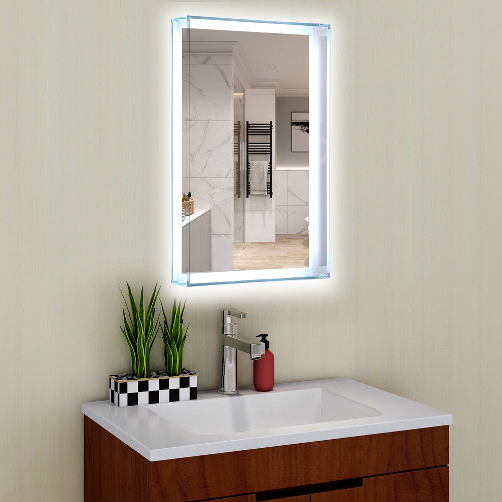Vanity Art LED Lighted Bathroom Mirror With Touch Sensor and Glass Cabinet