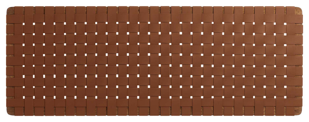 Sparta Weave Wall-Mount Vegan Leather Queen Headboard, Walnut Brown