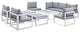 Modway Fortuna 10 Piece Outdoor Patio Sectional Sofa Set, White Gray