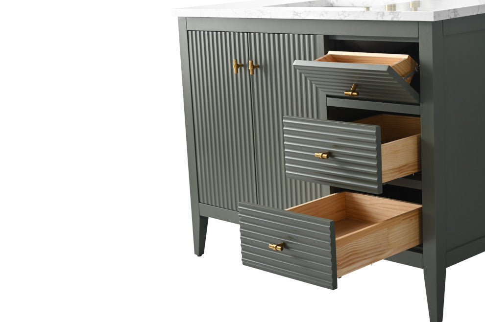 Vanity Art Freestanding Vanity, Vintage Green, 42", Single Sink, Golden Brushed