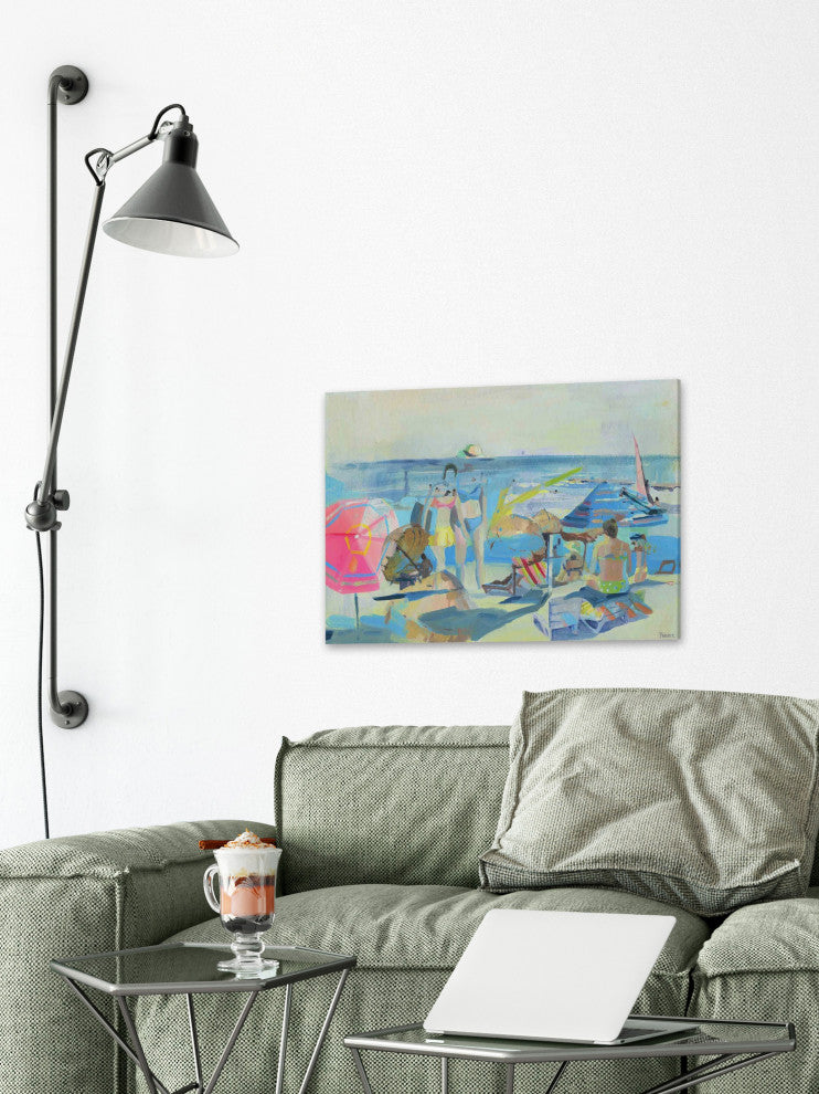 "Family Beach Time" Painting Print on Wrapped Canvas, 60"x40"