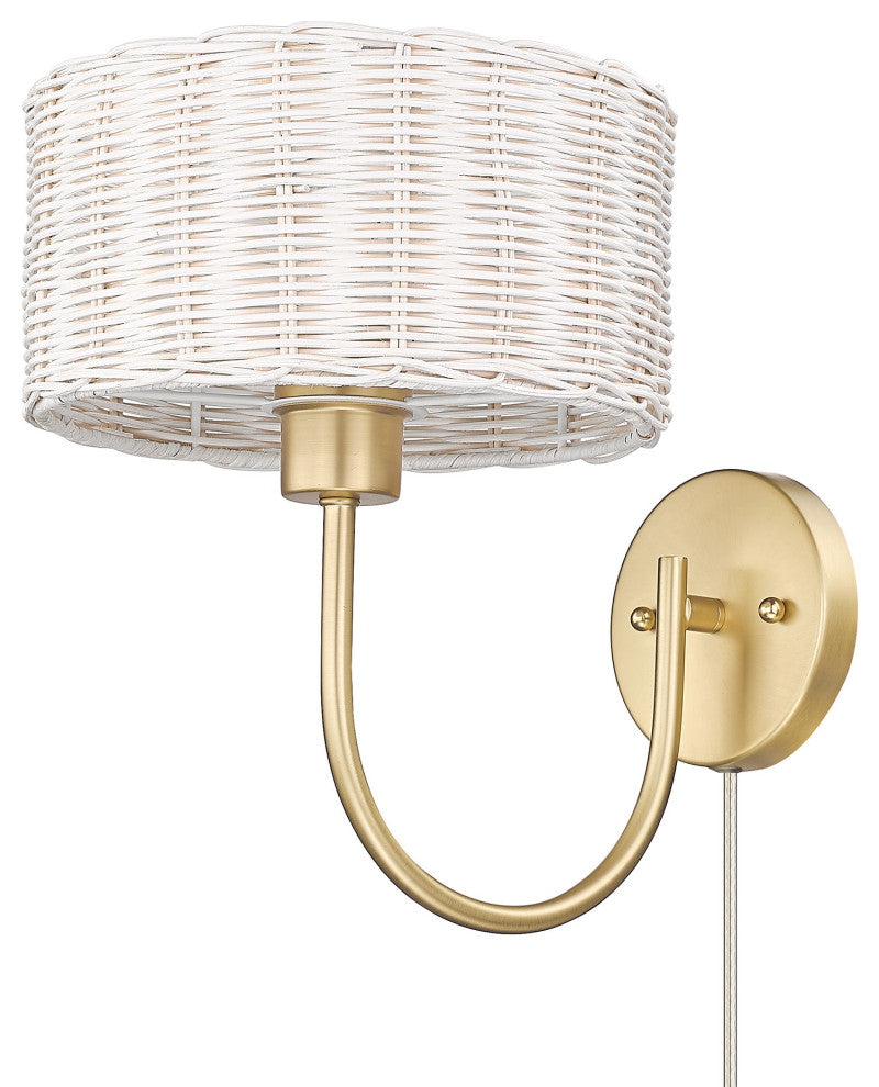 Golden Lighting 1084-1W WW Erma 12" Tall Hardwired or Plug-In - Brushed