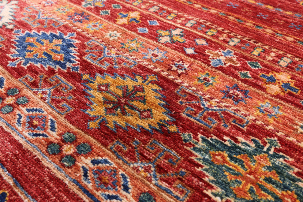 Super Kazak Khorjin Hand-Knotted Wool Rug 5' 10" X 7' 10" Q5349